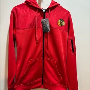 Chicago Blackhawk Red Hooded NHL Jacket with Embroidered Logo